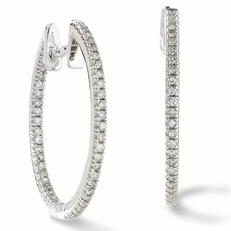 Main Image 1 of 1/2 CT. T.W. Diamond Front and Back Earrings in 14K White Gold