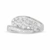 Thumbnail Image 1 of 1 CT. T.W. Multi-Diamond Three Flower Bypass Right Hand Ring in 14K White Gold