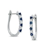 Sapphire and Diamond Hoop Earrings in 14K White Gold