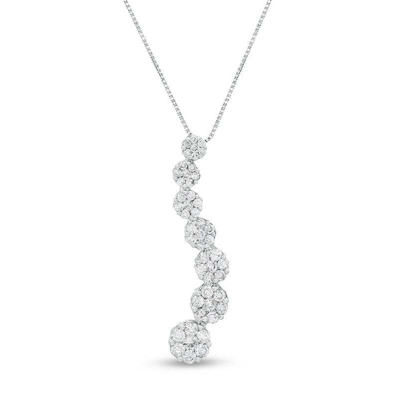 1 Ct T W Journey Diamond Flower Pendant In 14k White Gold Zales - Diamond Flower Pendant
