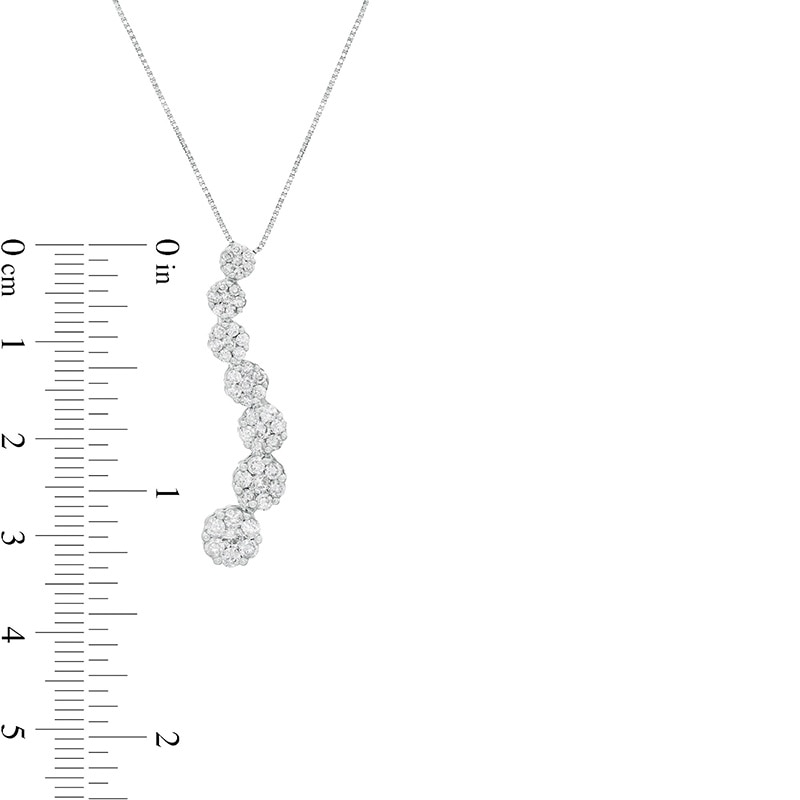 Main Image 2 of 1 CT. T.W. Journey Multi-Diamond Flower Pendant in 14K White Gold