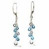 Blue Topaz and White Quartz Drop Leverback Earrings in 14K White Gold with Diamond Accents