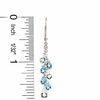 Blue Topaz and White Quartz Drop Leverback Earrings in 14K White Gold with Diamond Accents