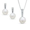 Thumbnail Image 0 of 6.5-7.0mm Cultured Freshwater Pearl Pendant and Earring Set with Diamond Accents in 14K White Gold