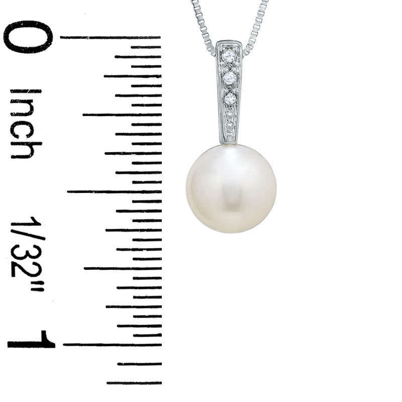 6.5-7.0mm Cultured Freshwater Pearl Pendant and Earring Set with Diamond Accents in 14K White Gold