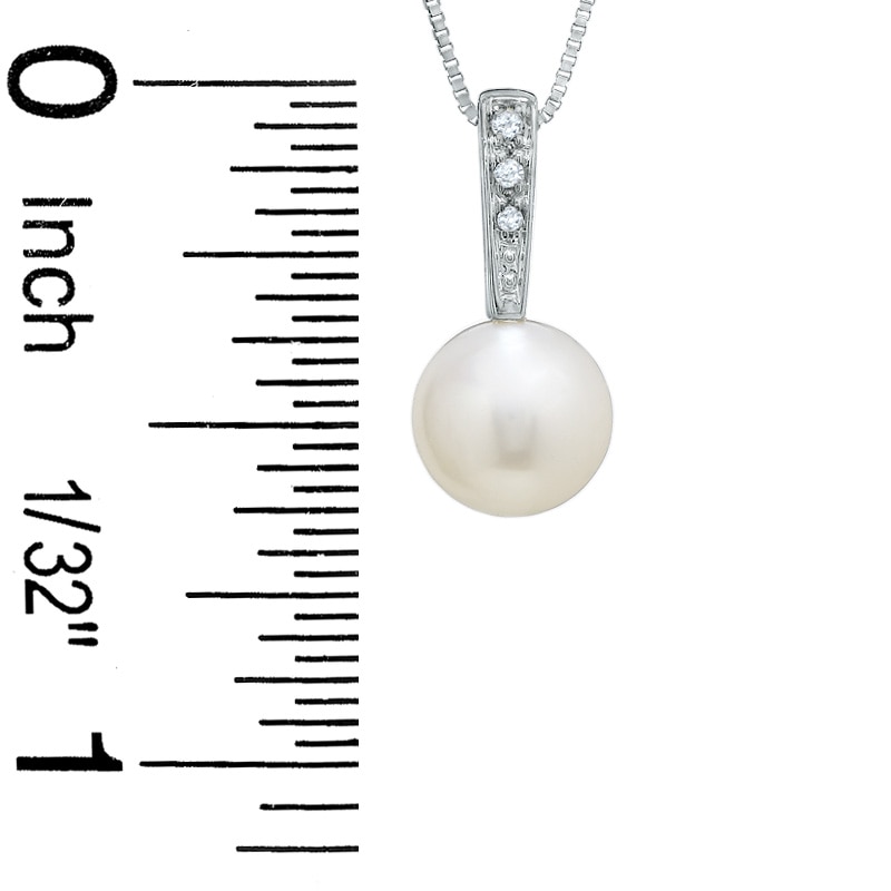 Main Image 2 of 6.5-7.0mm Freshwater Cultured Pearl Pendant and Earring Set with Diamond Accents in 14K White Gold