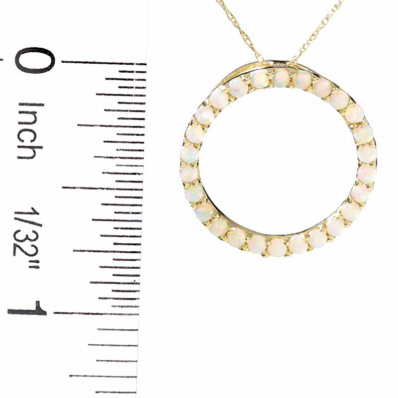 Lab-Created Opal Circle Pendant in 14K Gold