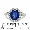 Thumbnail Image 2 of Oval Lab-Created Ceylon and White Blue Sapphire Frame Ring in 14K White Gold