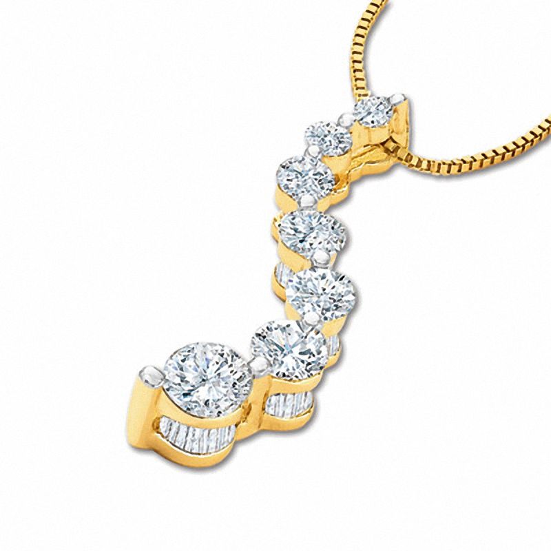 2 CT. T.W. Journey Diamond Squiggle Pendant in 14K Gold