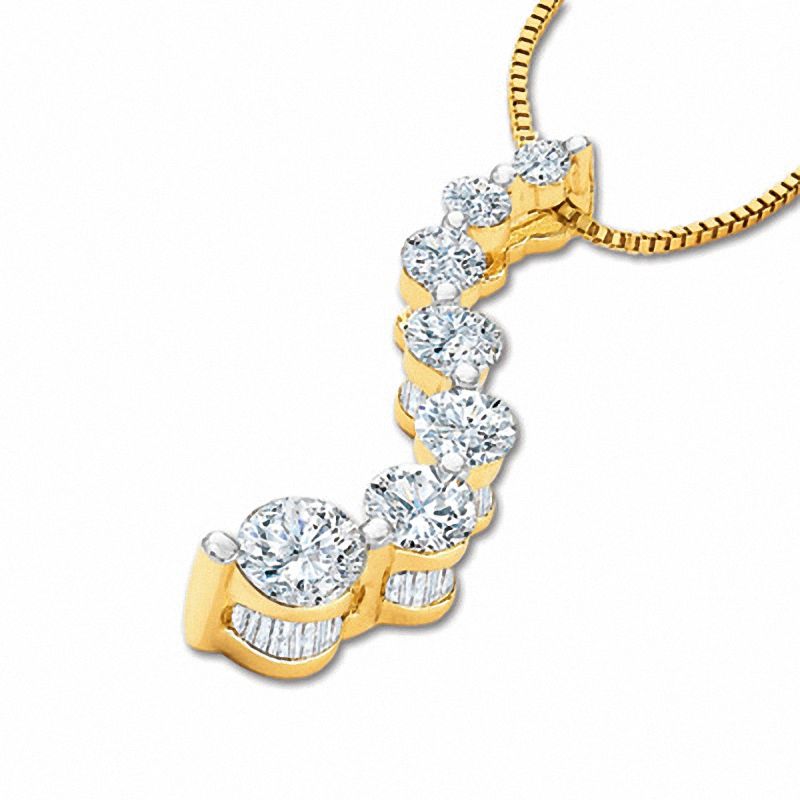 Main Image 1 of 2 CT. T.W. Journey Diamond Squiggle Pendant in 14K Gold