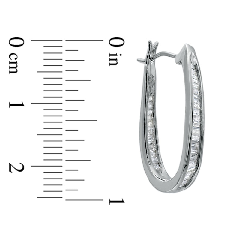 Main Image 2 of 1 CT. T.W. Baguette Diamond Inside-Out Hoop Earrings in 14K White Gold