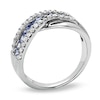 Thumbnail Image 1 of Graduated Baguette Sapphire and Diamond Ring in 14K White Gold