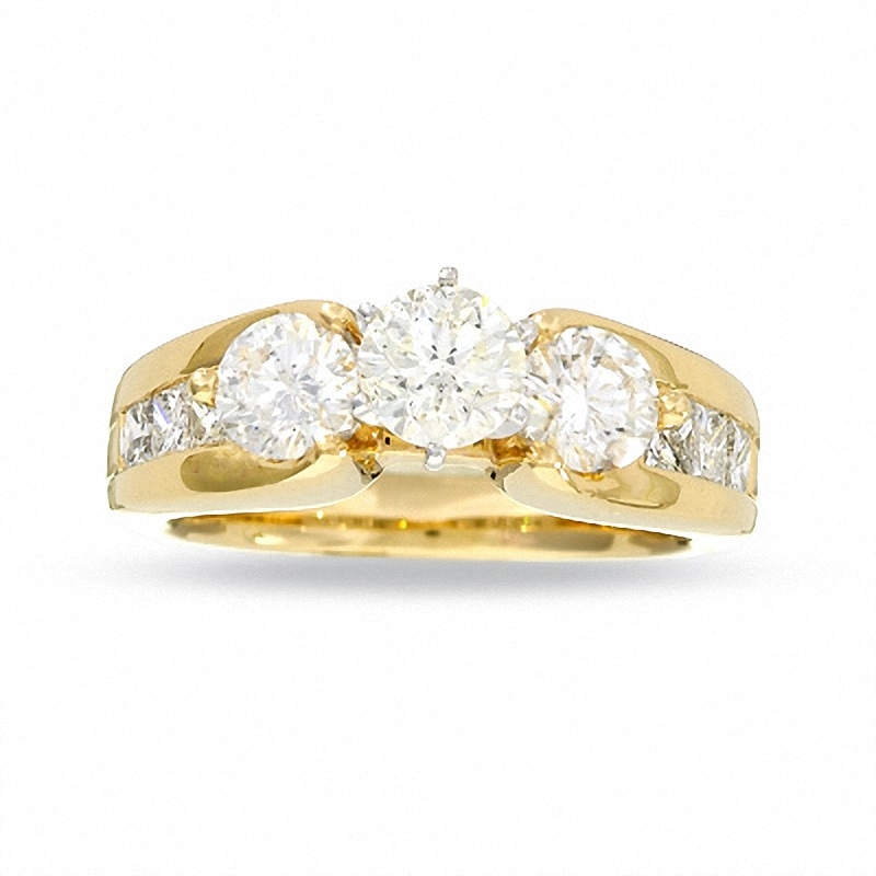 2 CT. T.W. Diamond Three Stone Tapered Engagement Ring in 14K Gold