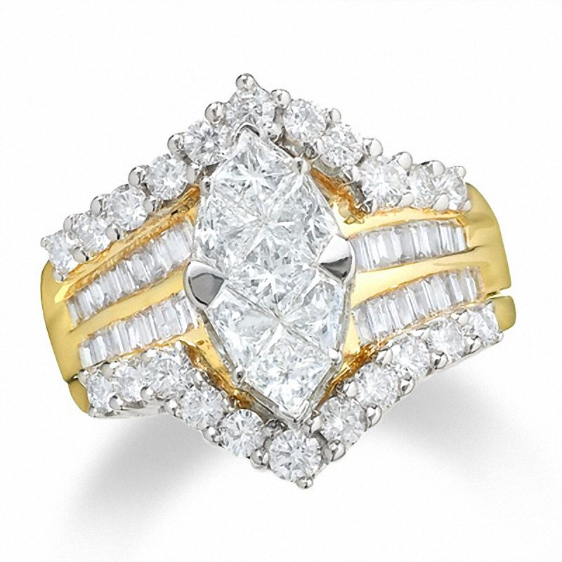3 CT. T.W. Multi Diamond Bypass Ring in 14K Gold