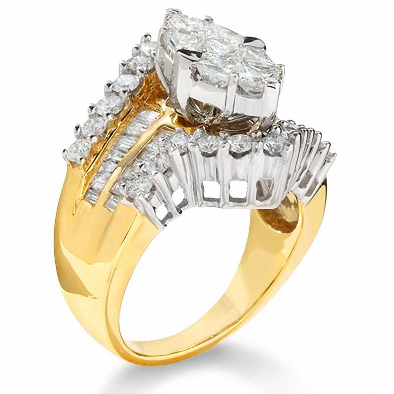 3 CT. T.W. Multi Diamond Bypass Ring in 14K Gold