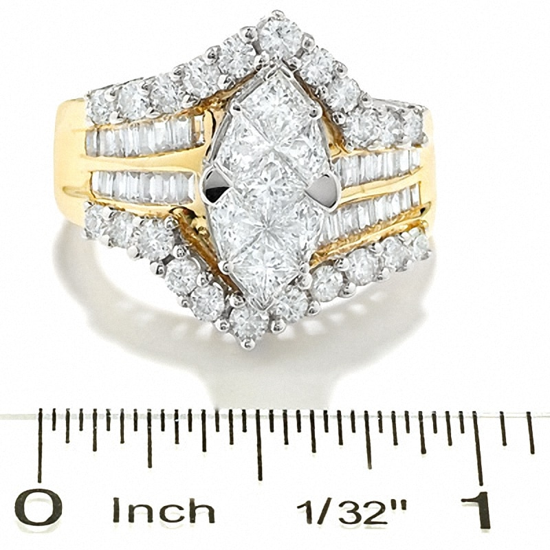 3 CT. T.W. Multi Diamond Bypass Ring in 14K Gold