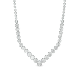 2-1/5 CT. T.W. Diamond Flower Chevron Necklace in 14K White Gold