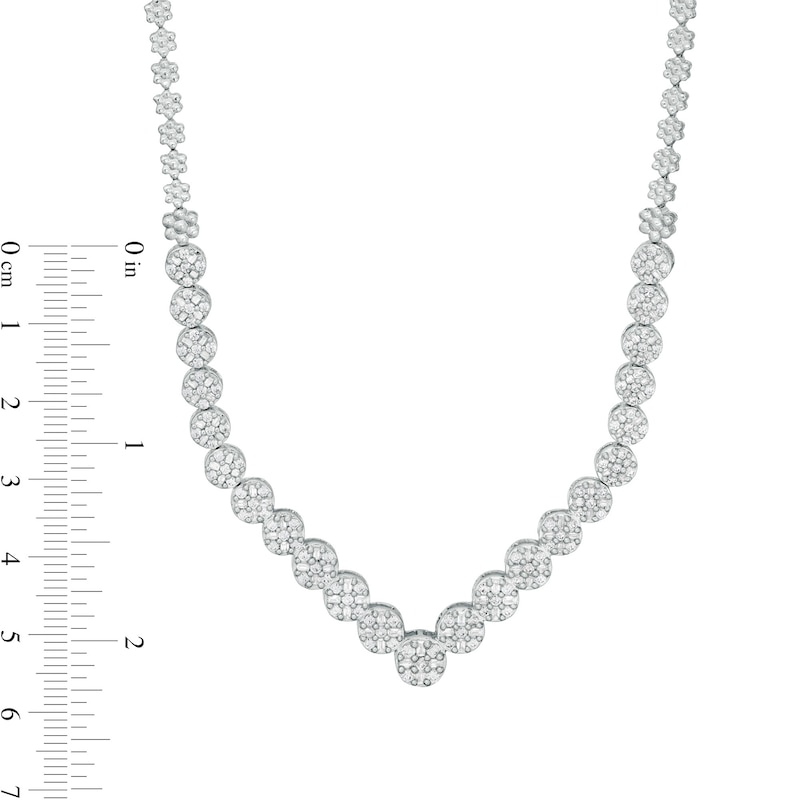 2-1/5 CT. T.W. Diamond Flower Chevron Necklace in 14K White Gold