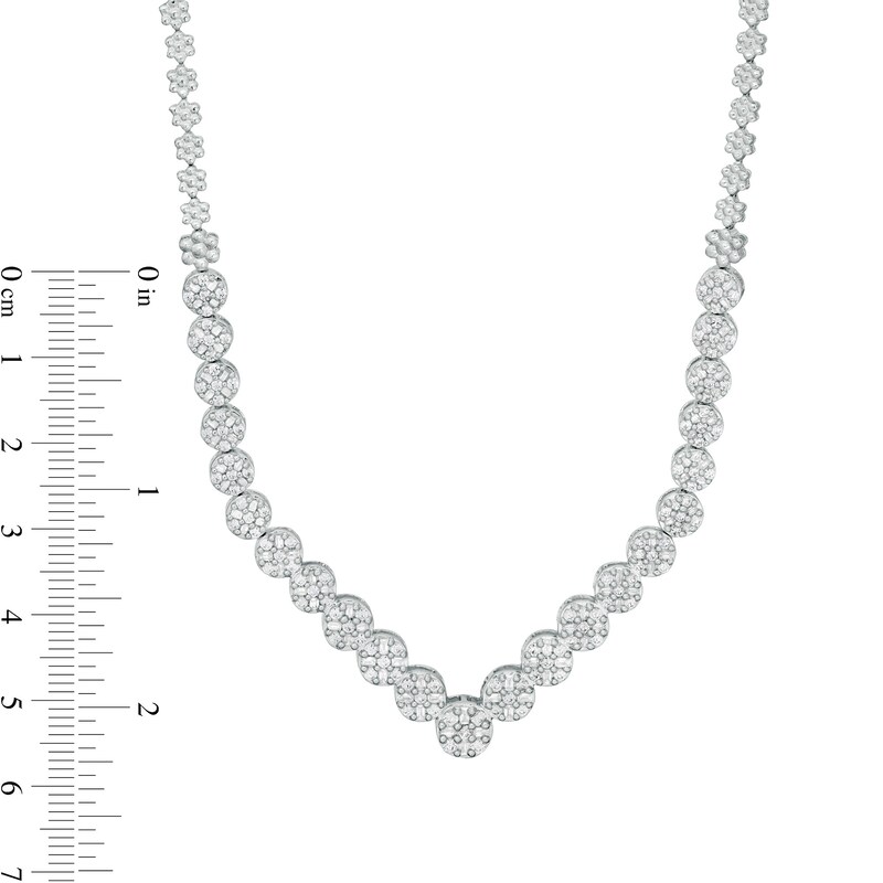 2-1/5 CT. T.W. Diamond Flower Chevron Necklace in 14K White Gold