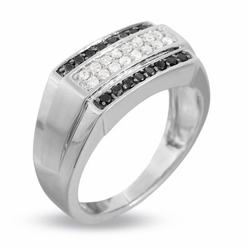 1/2 CT. T.W. Enhanced Black and White Diamond Ring in 14K White Gold
