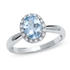Oval Aquamarine Ring in 14K White Gold with Diamond Accents
