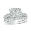Thumbnail Image 1 of 2 CT. T.W. Quad Princess-Cut Diamond Framed Three Piece Bridal Set in 14K White Gold