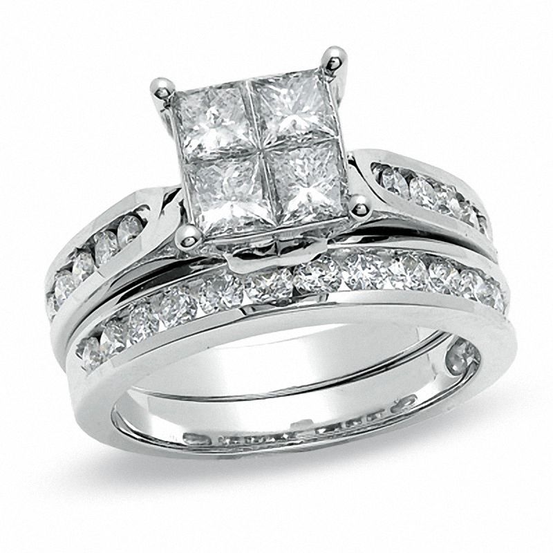 Ladies White Gold Finish Genuine Princess Cut Diamond Engagement Wedding Ring 