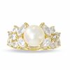 Thumbnail Image 0 of Cultured Pearl and Lab-Created White Topaz Ring in 10K Gold