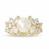 Thumbnail Image 1 of Cultured Pearl and Lab-Created White Topaz Ring in 10K Gold