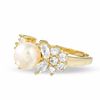 Thumbnail Image 2 of Cultured Pearl and Lab-Created White Topaz Ring in 10K Gold