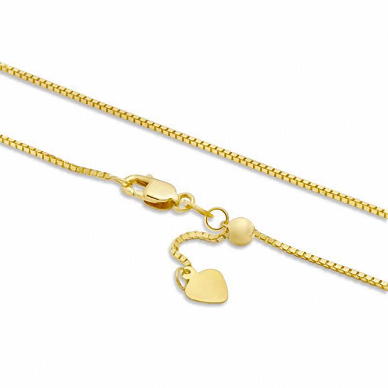 Main Image 2 of Ladies' 0.8mm Adjustable Box Chain Necklace in 14K Gold - 20&quot;