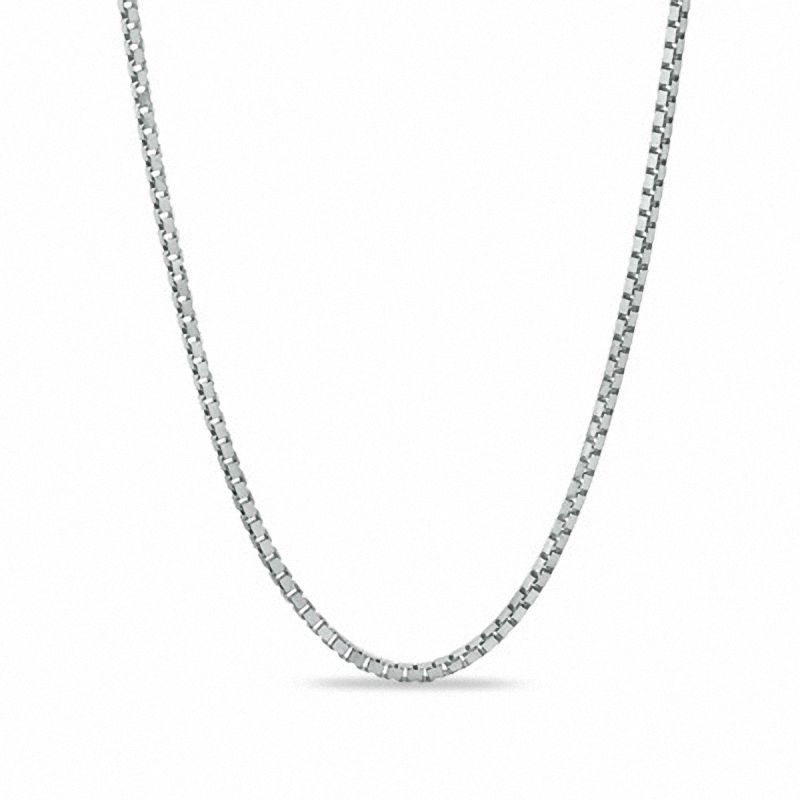 Ladies' 0.8mm Adjustable Box Chain Necklace in 14K White Gold - 20"