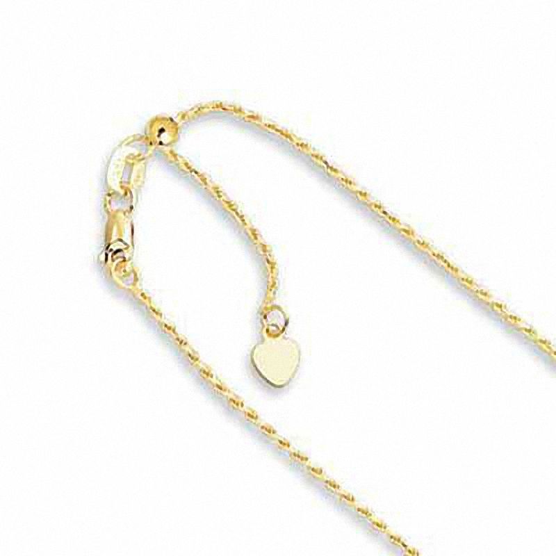 Ladies' 1.1mm Adjustable Rope Chain Necklace in 14K Gold 22" Zales