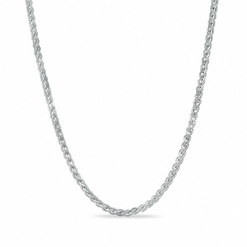 Ladies' 0.85mm Adjustable Wheat Chain Necklace in 14K White Gold - 22"