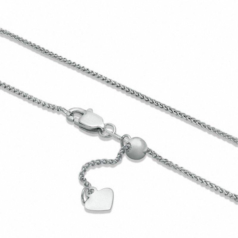 Ladies' 0.85mm Adjustable Wheat Chain Necklace in 14K White Gold - 22"