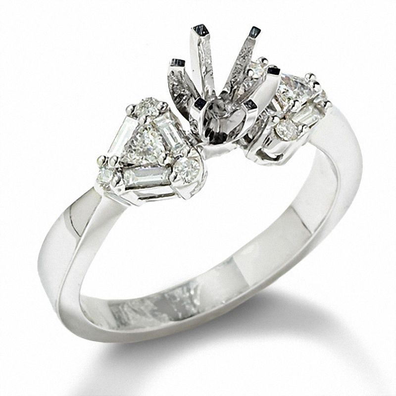 3/8 CT. T.W. Trillion Semi-Mount Diamond Engagement Ring in 14K White Gold