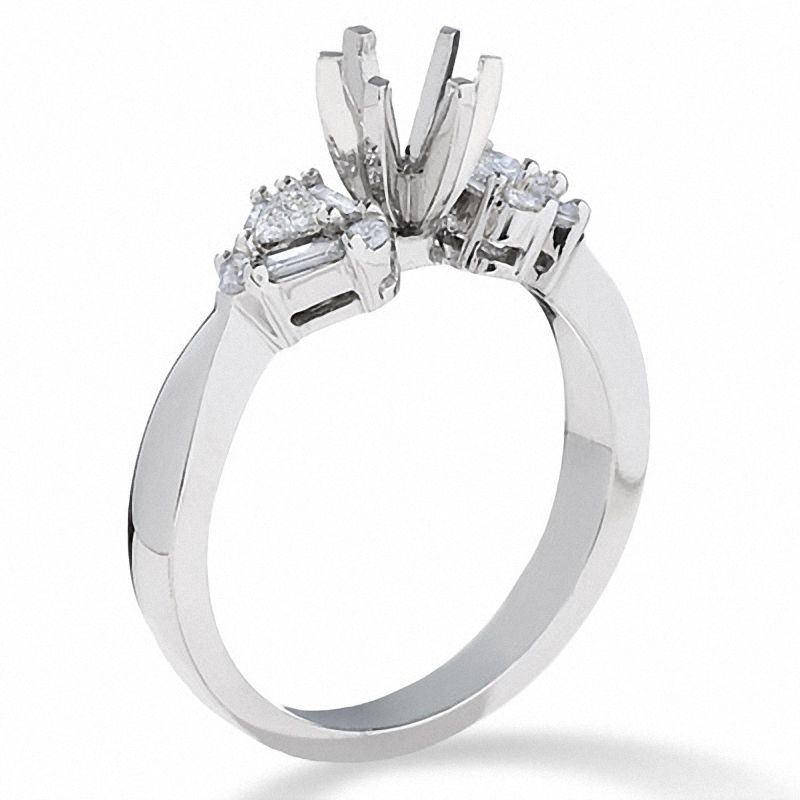 3/8 CT. T.W. Trillion Semi-Mount Diamond Engagement Ring in 14K White Gold