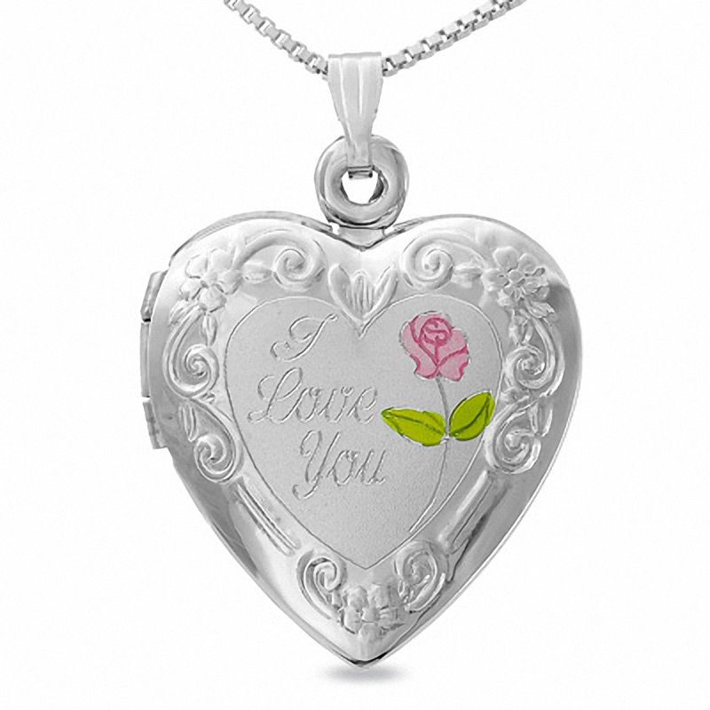 Main Image 1 of "I Love You" Heart Locket in Sterling Silver