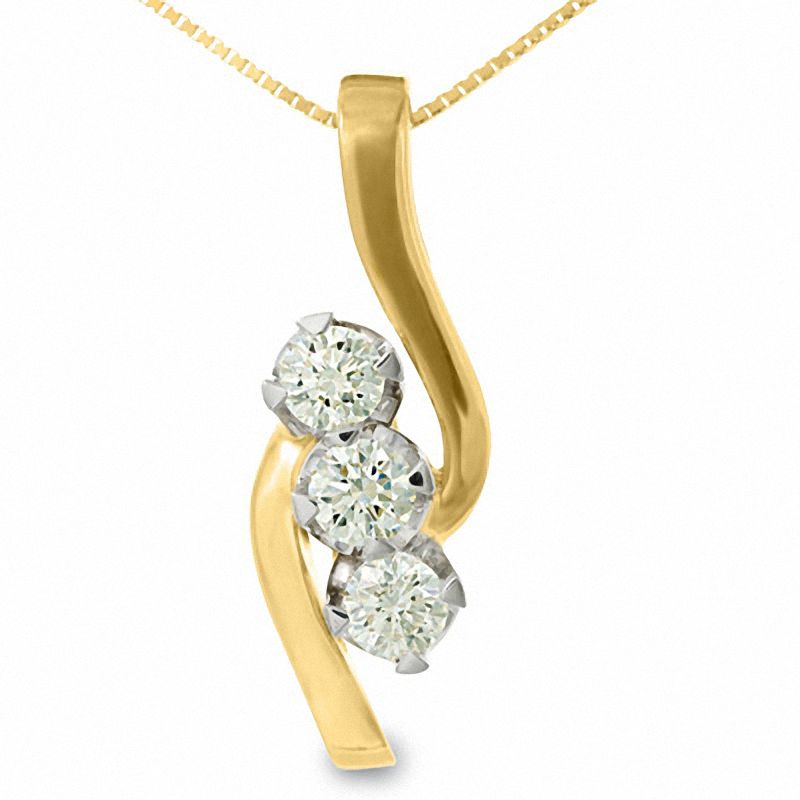 Main Image 1 of 3/4 CT. T.W. Diamond Three Stone Pendant in 14K Gold