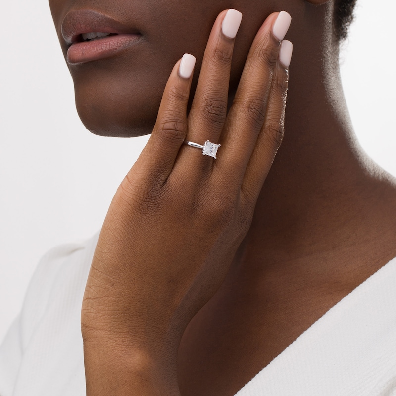 Main Image 2 of 1-1/2 CT. Certified Princess-Cut Diamond Solitaire Engagement Ring in 14K White Gold (J/I1)