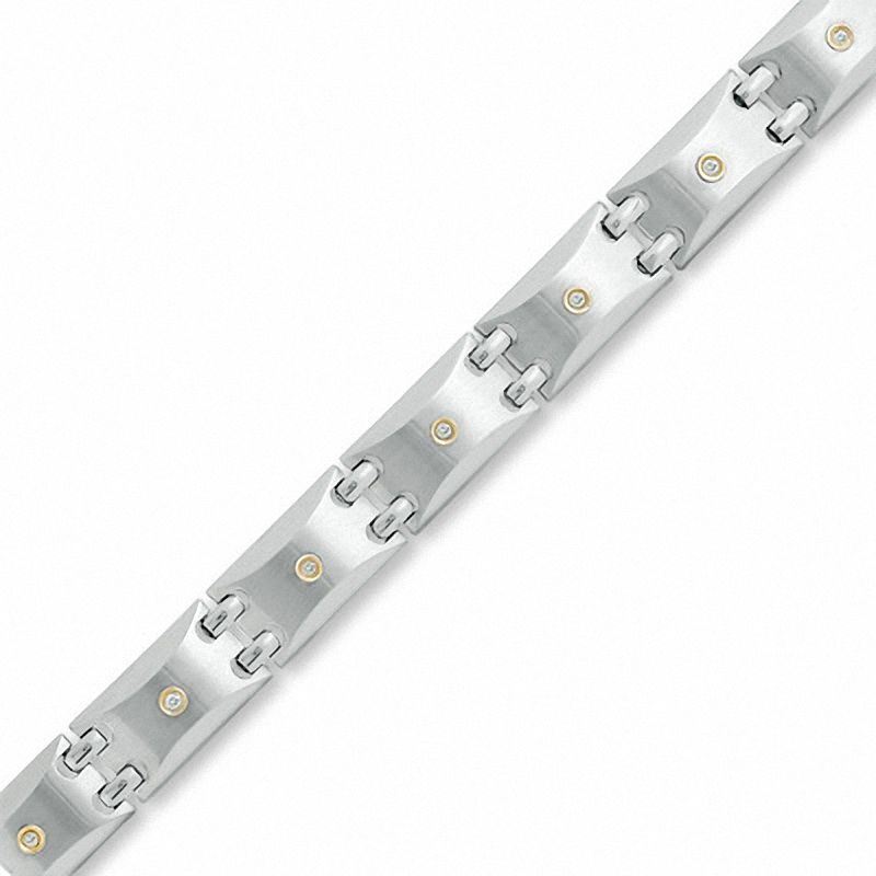 Main Image 1 of 1/4 CT. T.W. Diamond Stainless Steel and 14K Gold Bracelet
