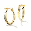 Diamond-Cut Tube Hoop Earrings in 14K Two-Tone Gold