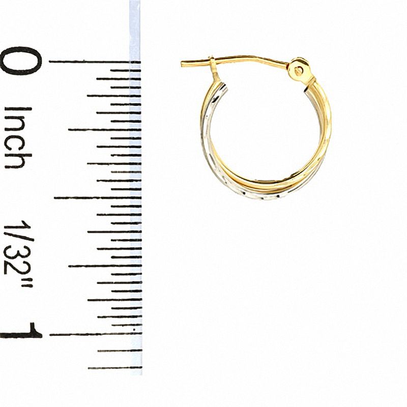 Diamond-Cut Tube Hoop Earrings in 14K Two-Tone Gold
