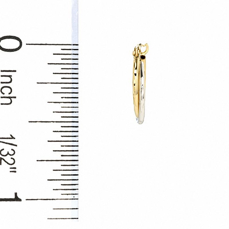 Diamond-Cut Tube Hoop Earrings in 14K Two-Tone Gold