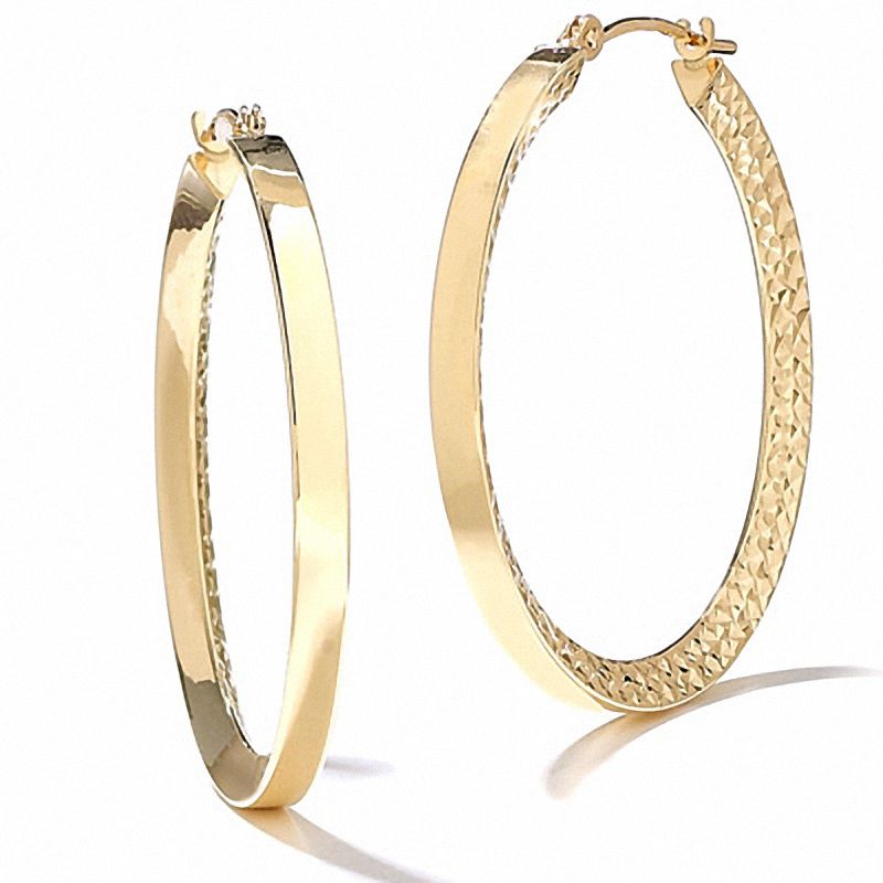 Diamond-Cut Tube Hoop Earrings in 14K Gold