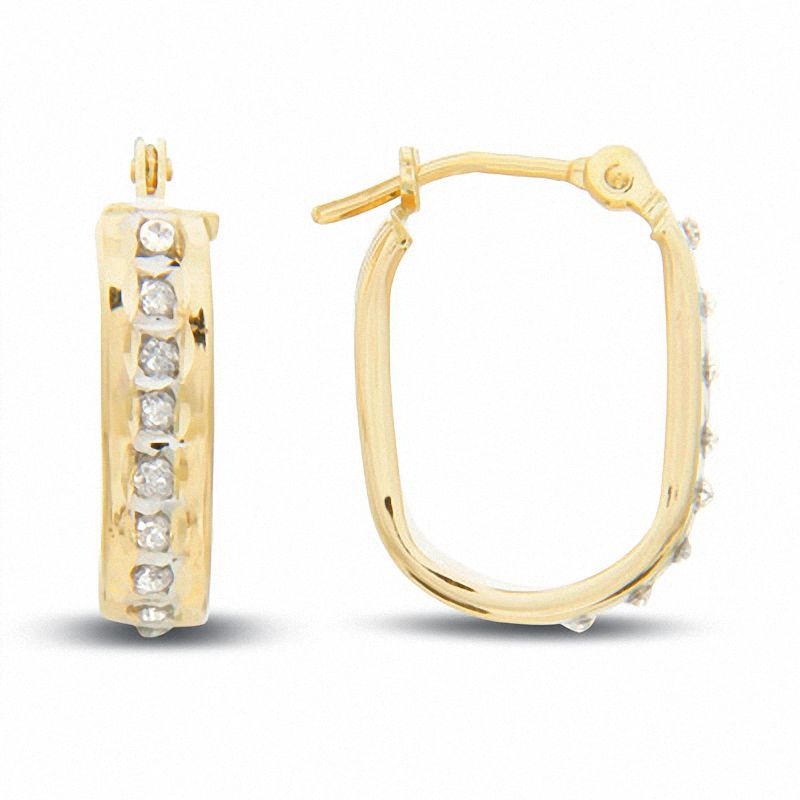 Diamond Fascination™ U-Hoop Earrings in 14K Gold