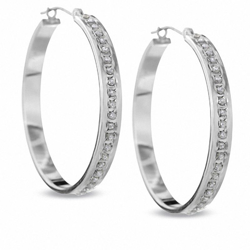 Diamond Fascination™ Bold Oval Hoop Earrings in 14K White Gold
