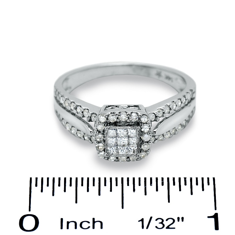 1/2 CT. T.W. Composite Princess Diamond Ring in 14K White Gold