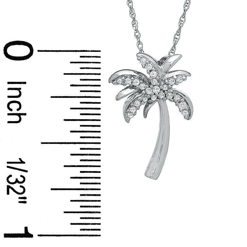 Main Image 2 of 1/10 CT. T.W. Diamond Palm Tree Pendant in 14K White Gold