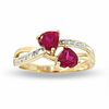 Thumbnail Image 2 of Lab-Created Double Ruby Heart Pendant and Ring Set in 10K Gold